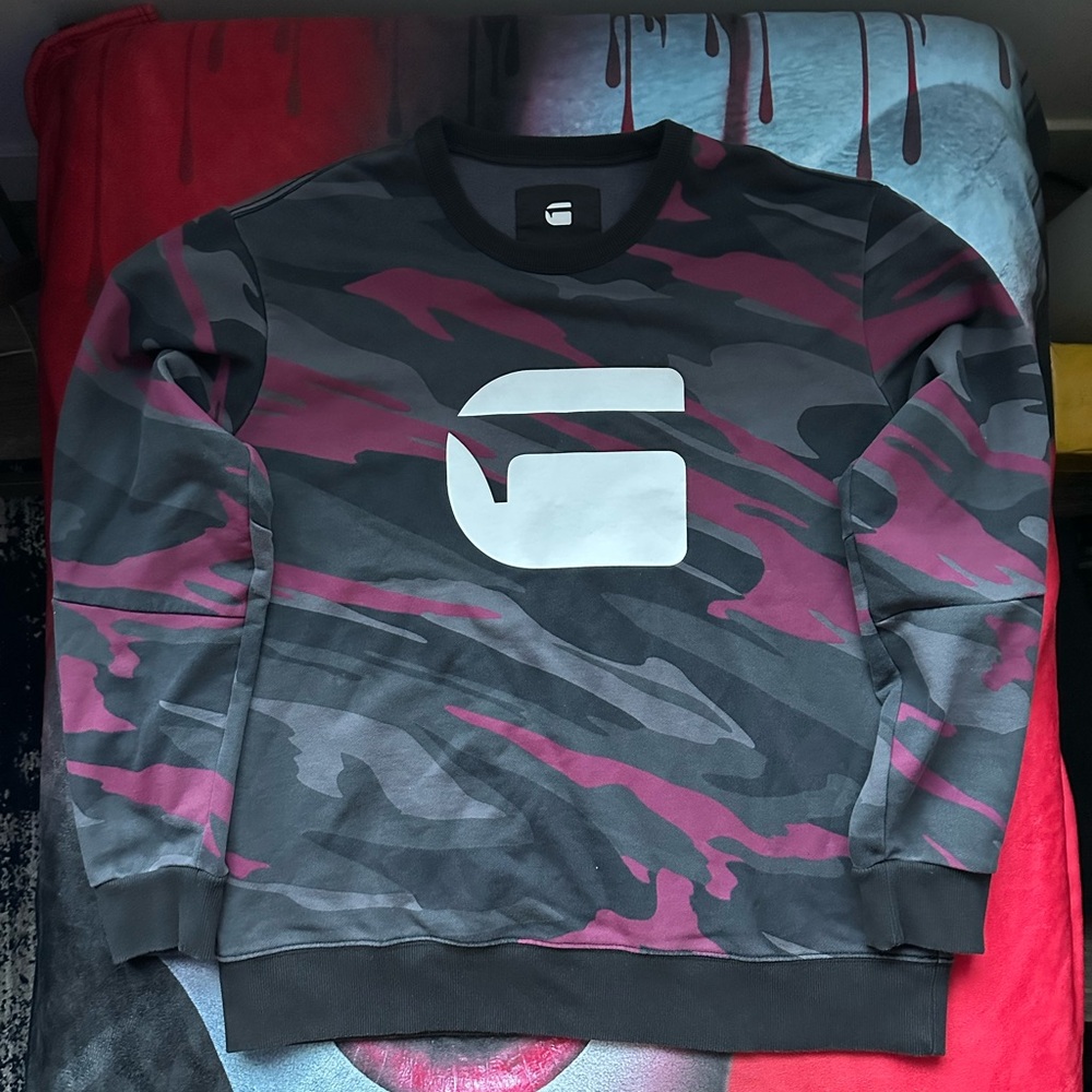 G-Star Men's Camouflage Crewneck Sweater - Black and Purple